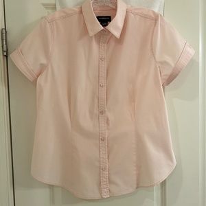 Liz Claiborne Career Business Cotton Blend Short-Sleeve Top Blouse--Size Large